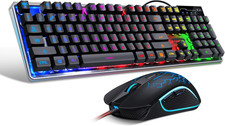 Gaming Keyboard and Mouse Combo, K1 RGB LED Backlit Wired Keyboard with 104 Key