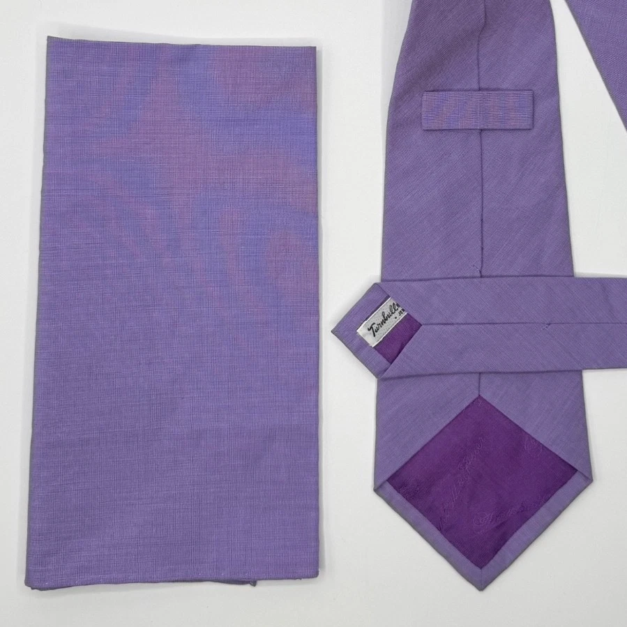 Turnbull & Asser $375 MATCH SET Medium Purple Crosshatch Tie & Pocket Square - image 4 of 4