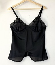 Vintage ILGWU Union Made Black Nylon Camisole Aristocraft Cami Size 34