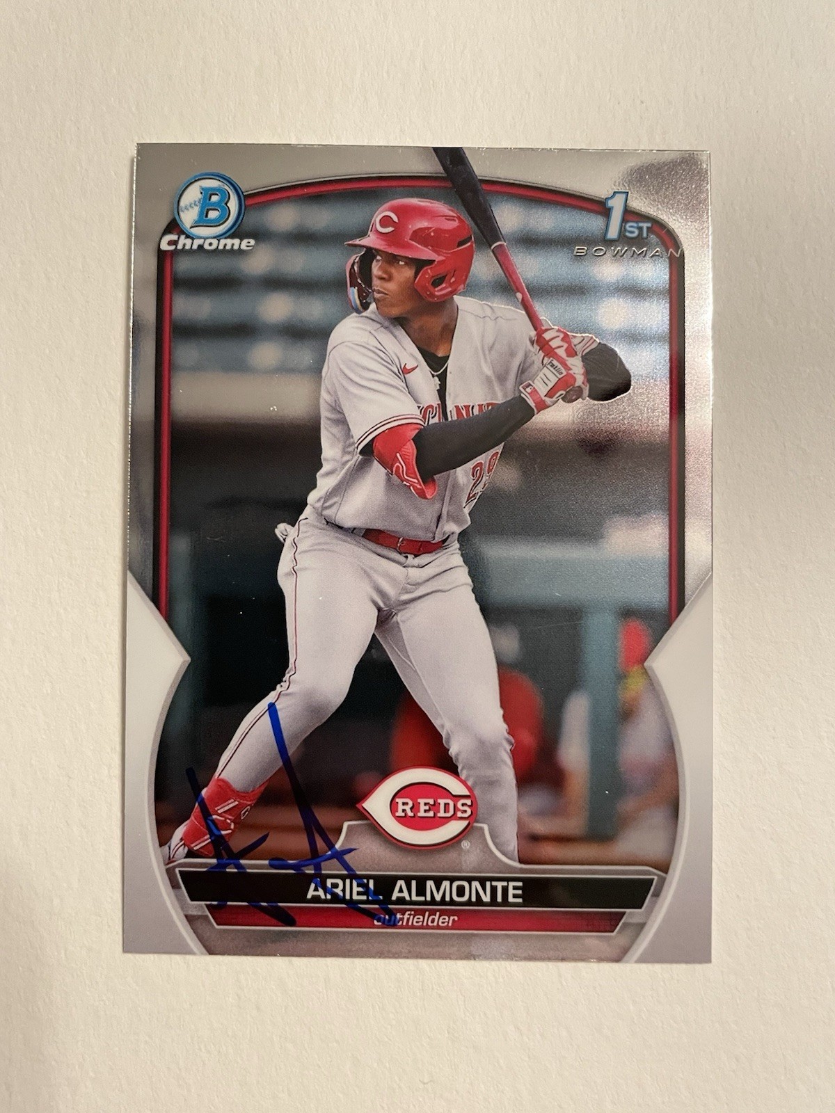 Ariel Almonte SIGNED 2023 1st Bowman Chrome Baseball AUTO Cincinnati Reds