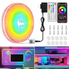 Led Neon Rope Lights 32.8FT,Control with App and Remote,Flexible Led Rope Lig...