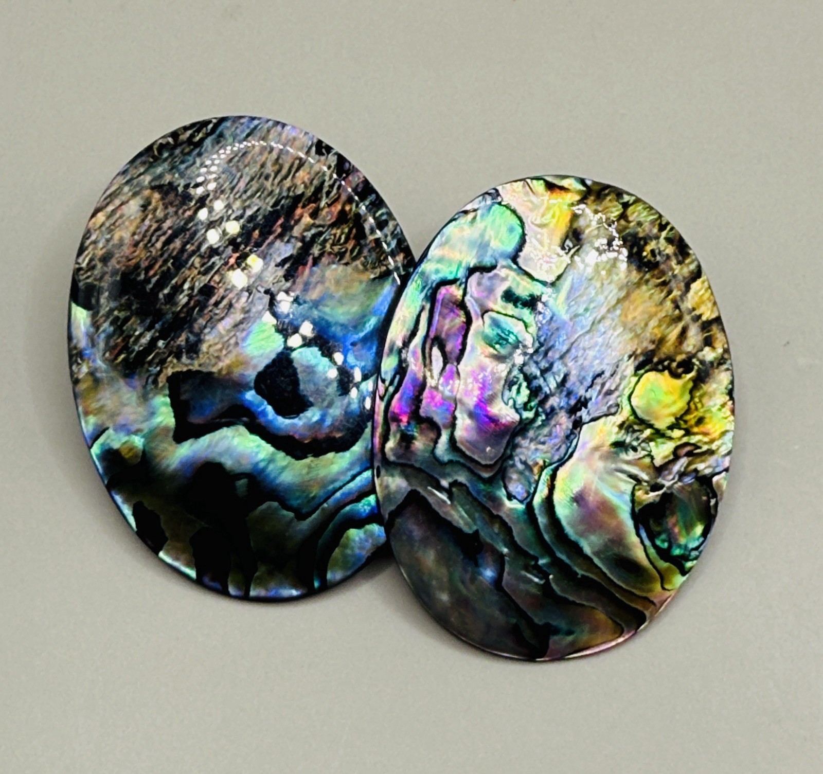 Vintage Abalone Shell Large Oval Dangle Drop Stat… - image 2