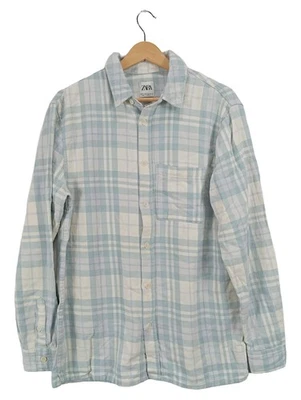 Zara Chemise Décontractée Homme Bleu Carreaux Coton (EU 48, INT M) - Photo 1/4