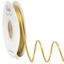 Satin Ribbon 1/8 inch x Continuous 100 Yards Thin Gold Ribbon Double Faced