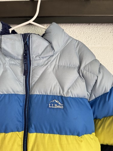 EUC LL Bean Kids Colorblock Downtek Down Fleece Lined Jacket Large L 14-16 - Picture 4 of 17