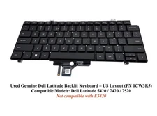 Genuine US Keyboard Backlit for Dell Latitude 5420 7420 7520 0CW3R5 NotFit E5420