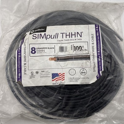 100 ft. 8 Black Stranded CU SIMpull THHN Wire