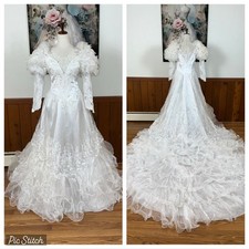 Fabulous Vintage 90s Organza Ruffle Wedding Gown 