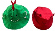 Zoocchini Dinosaur Bucket Hat UPF 50 Smily Crab Baby Toddler Chin Strap Lot