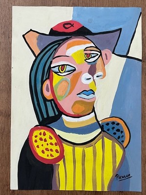 Pablo Picasso (Handmade) Mixed Media on Paper Painting signed and stamped