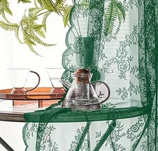 Floral Embroidered Lace Sheer Curtain Light Filtering Tulle Curtain Window Drape