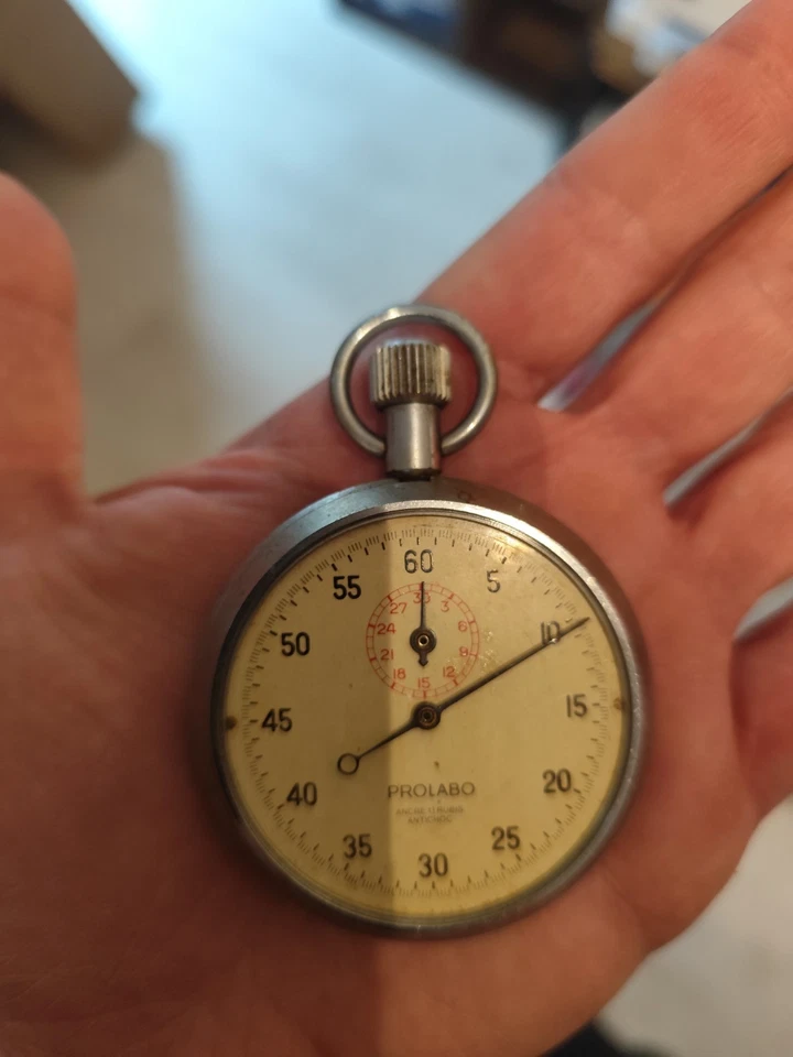 Ancien Superbe Chronomètre Prolabo Mécanique Vintage Montre Mouvement - Photo 2/4