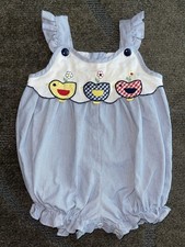 Vintage Baby Togs 1980s Duck Duckies Bubble Romper One Piece Ruffle Straps 18M