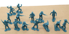 Lot of 12 Vintage Marx Fort Apache Aqua Blue Dismounted Cavalry