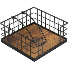 Napkin Holder for Table, Farmhouse Napkins Holder with Weighted Arm, Wood Nap...