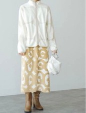 UNIQLO Marimekko Fleece Skirt Size S Beige Women Collaboration Winter Wear