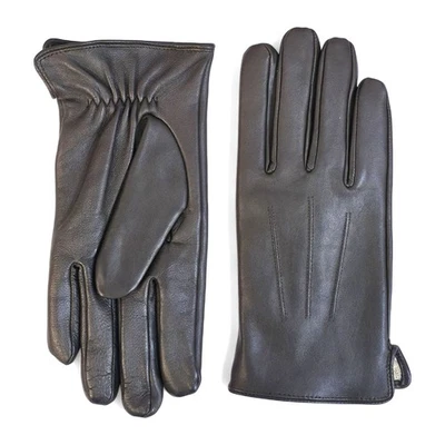 Gants D'Hiver Pour Hommes En Cuir Italien Marron Avec Doublure En Laine Chaude - Photo 1/4