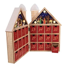 Wooden LED Nativity Christmas Advent Calendar 11.8 Inch D3699
