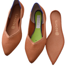 Rothy's The Point Fawn Amber Pointed Toe Knit Flats Women's Size 7.5 NWOB