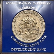 1970 Barbados 4 Dollars Barbados Commemorative Coin Sharp Crisp Attractive