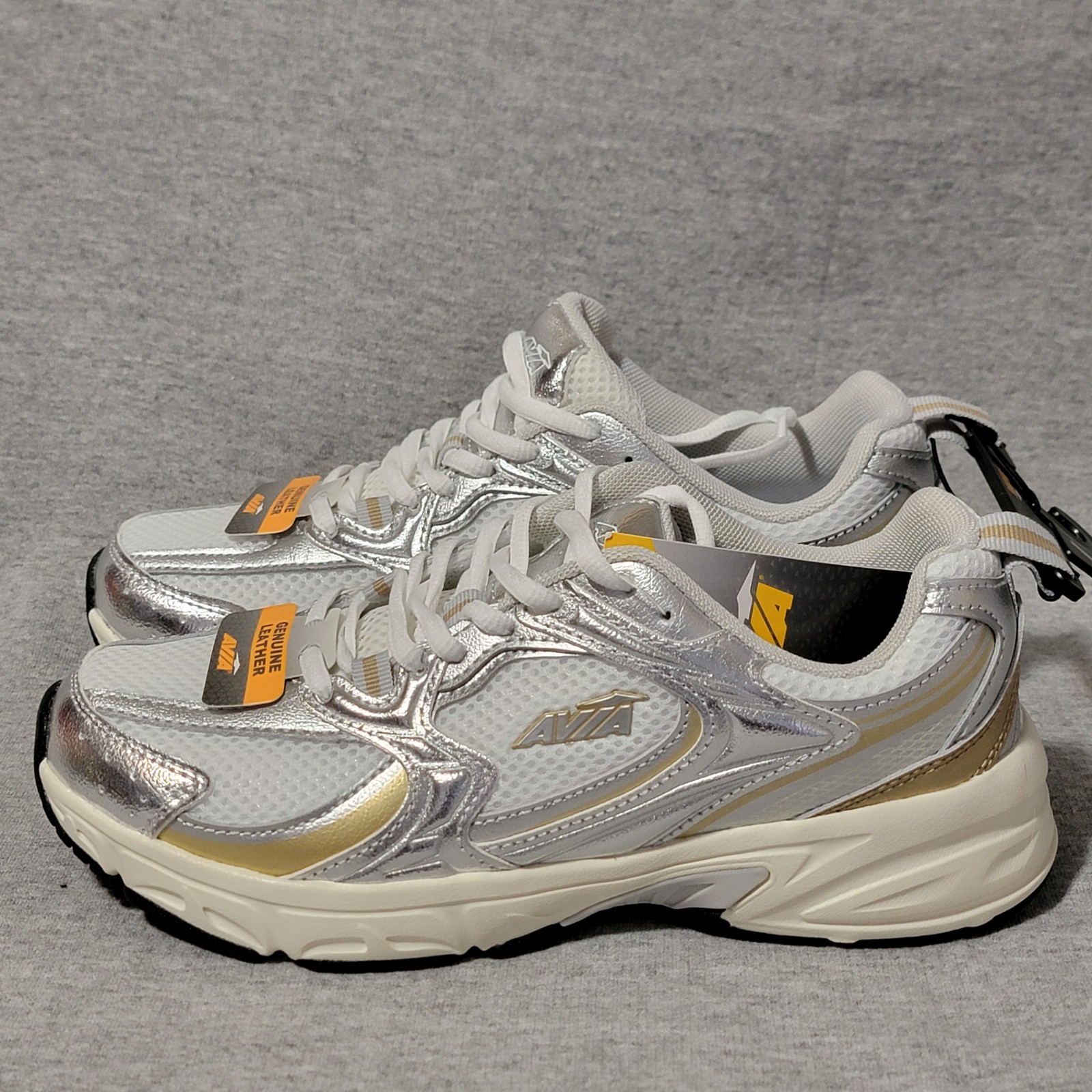 Avia 5000 Sneakers Women's 7 Silver Gold White Shoes