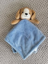 Carter's Puppy Dog Lovey Baby Security Blanket Blue Brown Plush