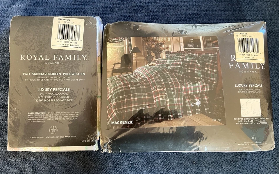 Fundas de almohada sábanas ajustables dobles vintage Royal Family Mackenzie a cuadros pastel NUEVO Foto 2 de 4