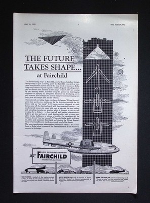 Original 1953 Reklame Fairchild Flugzeug Die Zukunft nimmt Gestalt an