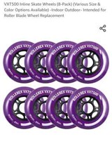 Rollerex VXT500 8 pack Inline Skate Wheels 76 mm 85A Purple - NEW
