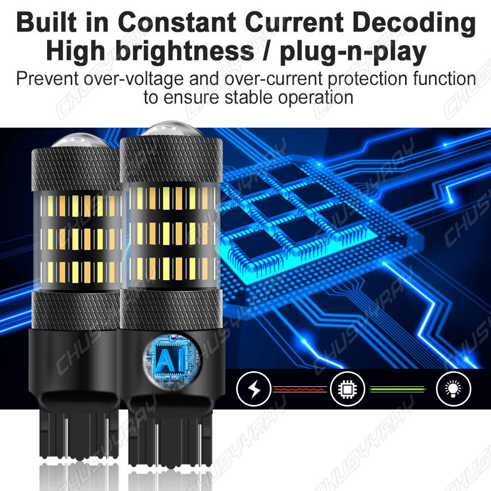 7443 7440 7444 LED White/Amber Strobe Flash Brake Stop Tail Parking