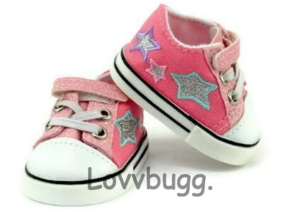 Pink Sparkle Stars Sneakers For 18'' American Girl Doll Shoes FREESHIP ADDS LovvU