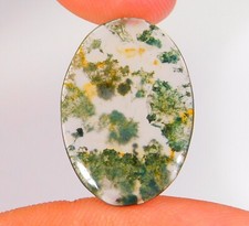 07 Cts Natural Green Moss Agate Oval Cabochon Loose Gemstone 25x17x2 mm CG 0204