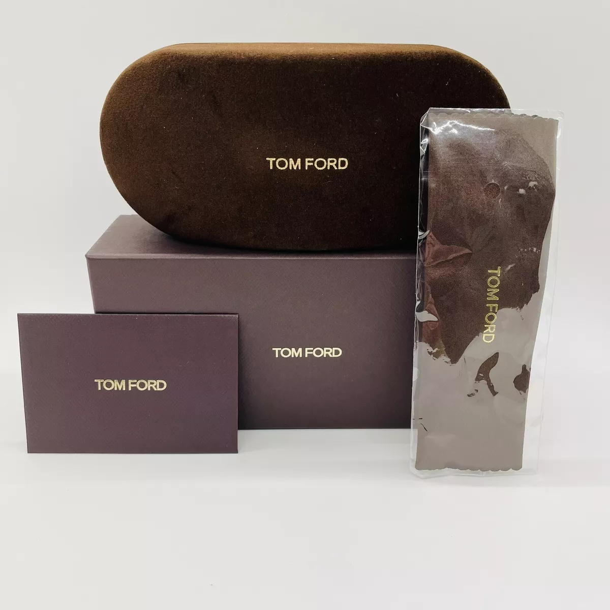 Land prinsesse dart Tom Ford Eyeglasses Sunglasses Case, Box, Cleaning Cloth. Brown New  Authentic | eBay