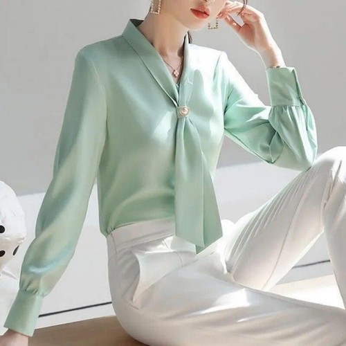 Blusas De Mujer Manga Larga Camisa Elegantes Fina De Moda Casuales New 50%off - Picture 6 of 26