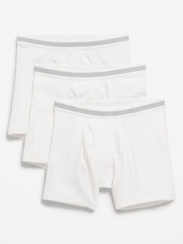 Old Navy Mens Soft-Washed Built-In Flex Boxer Briefs 3-Pack - Medium Solid White