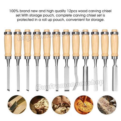 12 pcs Carving Chisels Kit Wood Working Professional Gouges Woodworking Tool Set - Picture 4 of 9