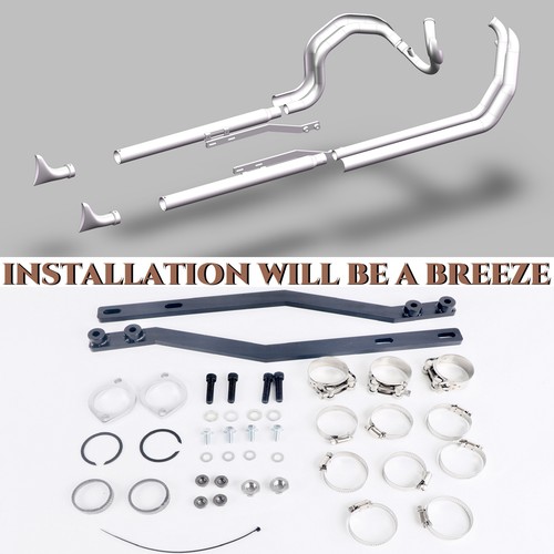 SHARKROAD 2-2 Fishtail True Dual Exhaust Systems for Softail 2000-2017 Models - Foto 6 di 9