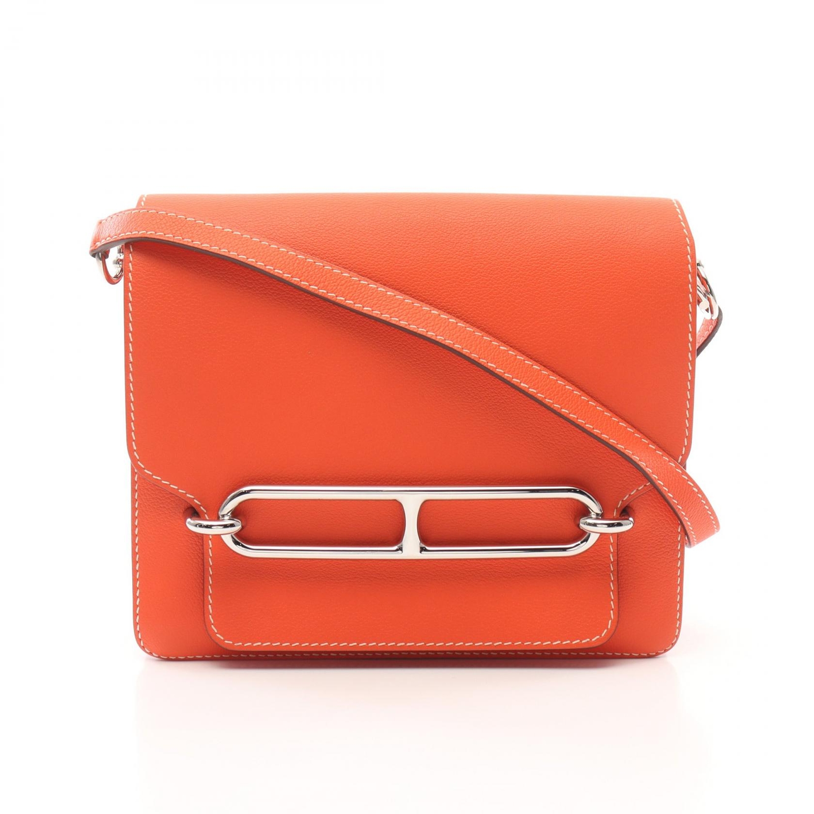 HERMES Roulis Evercolor Leather Shoulder Bag Rose Jaipur Red GHW Pre-Owned