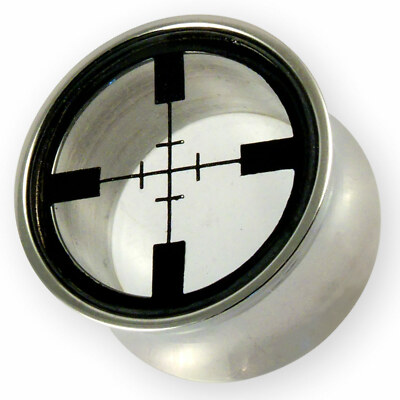 Edelstahl Ohr-Tunnel Flesh-Plug Glass Fadenkreuz Piercing-Schmuck Ohr-Dehner