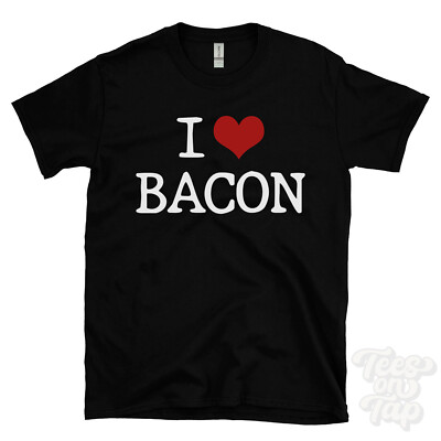 I LOVE BACON T-SHIRT Herz Essen Fleisch Kochen Frühstück Liebhaber Fleischfresser Lustig