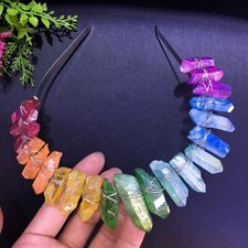 Colorful Aura Crown Tiara Headband Crystal Hand Made Festival Fairy Randomly.