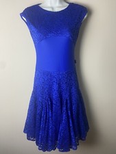 Aliera Designs Ballroom Dance Dress Standard Competition Royal Blue Size Small