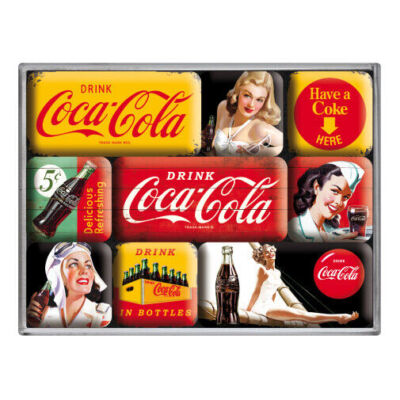 9pc Nostalgic Art Coca-Cola Magnet Set - Home Kitchen Fridge Decor - Licensed