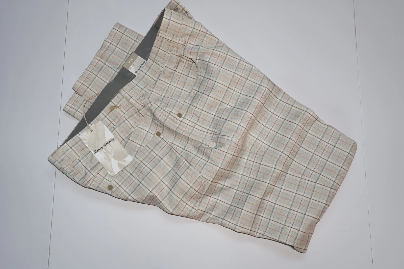 Tommy Bahama Pants Plaid Performance 5 Pocket Khaki ST124484 New 32x32 32 Waist