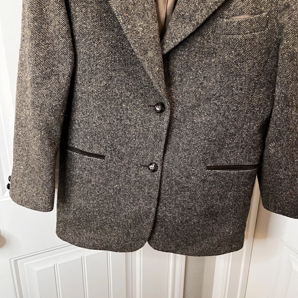 Vintage Laura Jefferies Brown Wool Blend Blazer Coat Jacket Womens Size L - Image 4 of 4