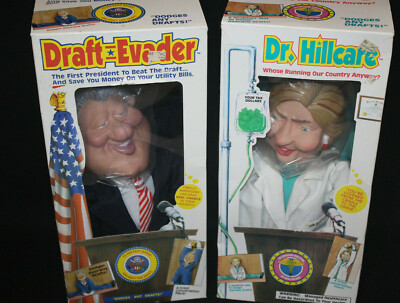 BILL AND HILLARY CLINTON Dolls ''The Draft Evader and Dr Hillcare'' PICK ONE