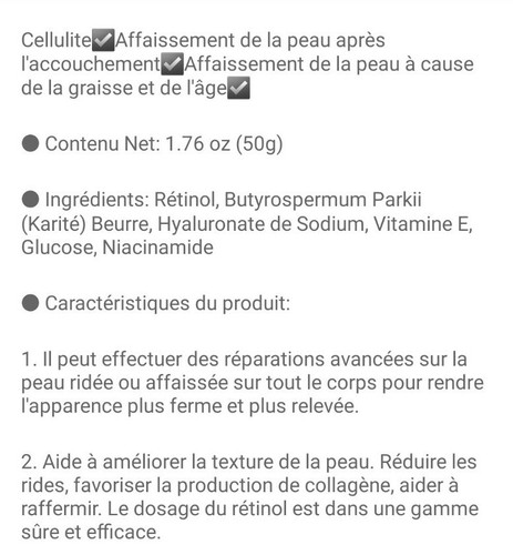 Creme anti cellulite ride lifting soins relâchement cutané au collagène retinol - Photo 12 sur 12