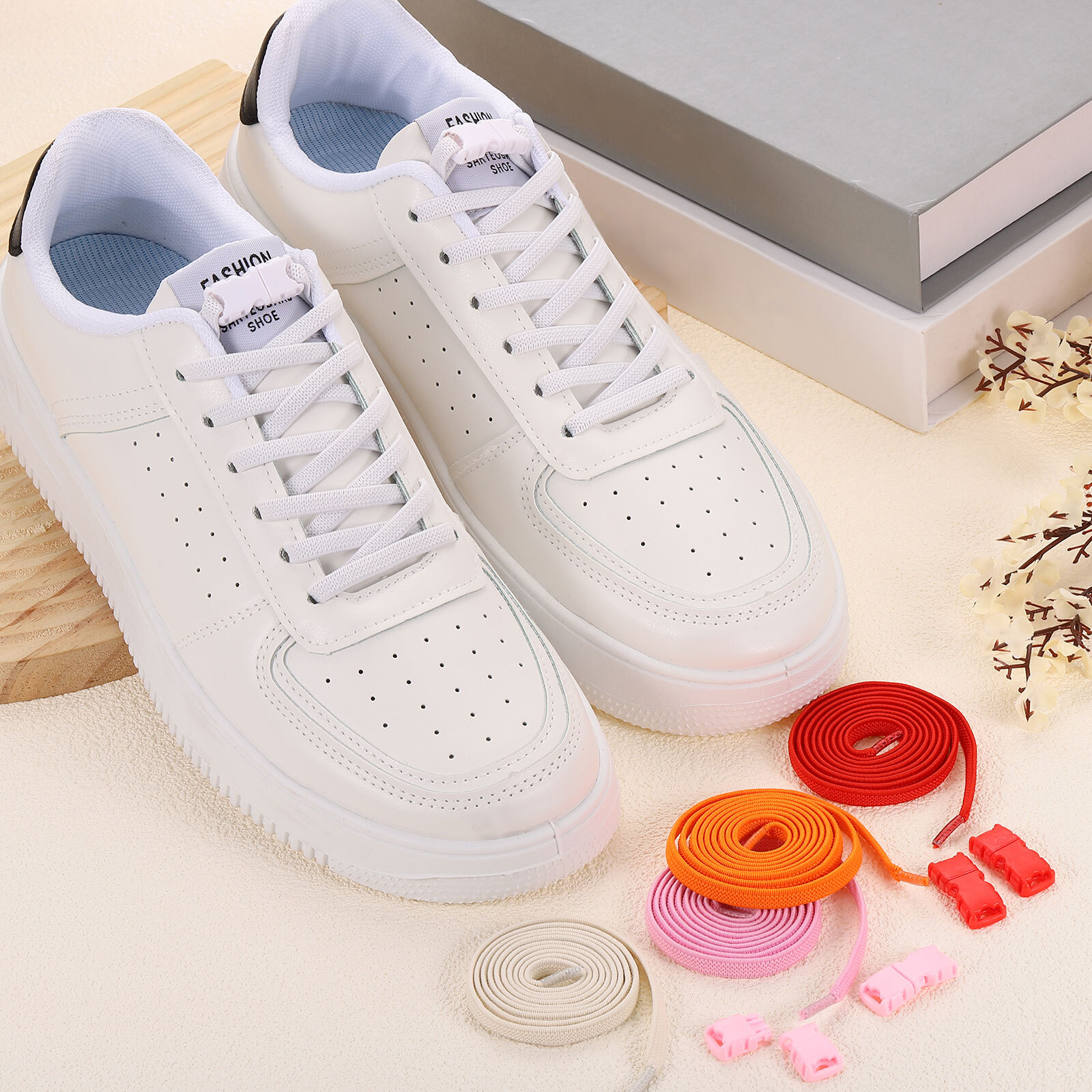 APL Confezione 4 Lacci Elasticizzati Senza Tiele per Scarpe Sneakers Adulti Blu Corallo