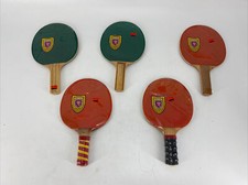 SET OF 5 Vintage Lion Ping Pong Paddle Paddles Orange and Green NOS