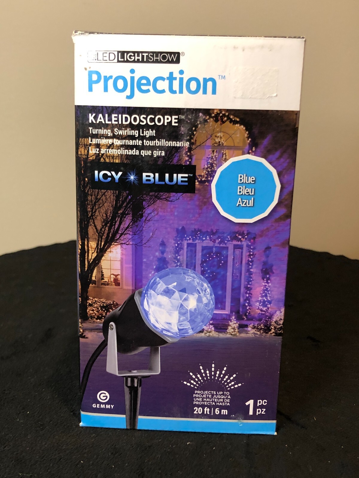 Gemmy LED Lightshow Projection Kaleidoscope Icy Blue Turning, Swirling
